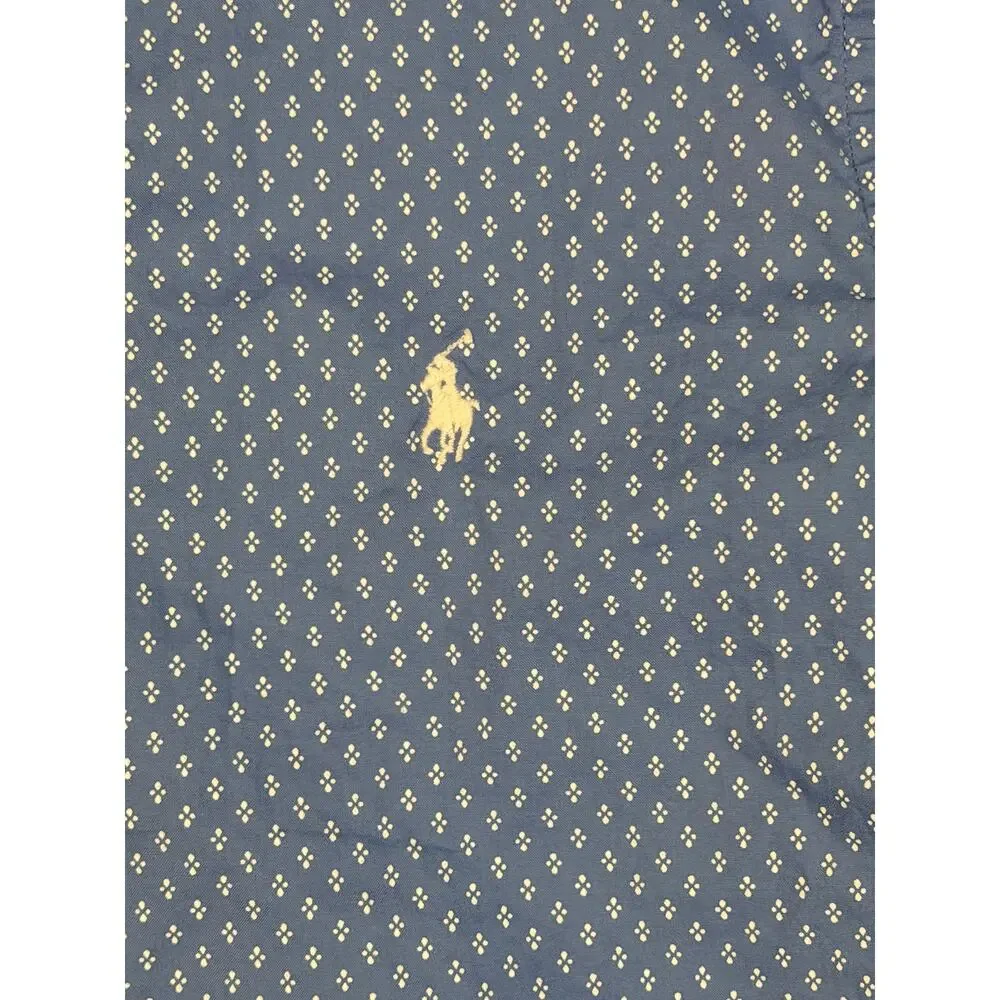 Polo Ralph Lauren Boys L 14-16 Blue Geometric Natural Stretch Button Shirt SS